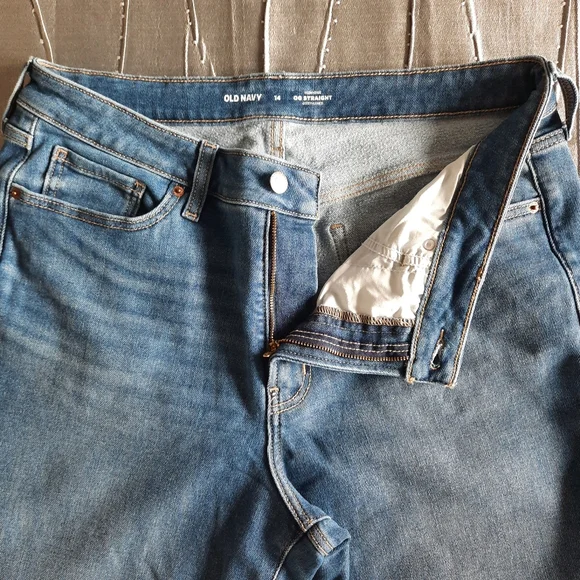 Old Navy O.G. Straight High Rise Jeans Womens Size 14 Cozy Lined - Picture 4 of 12